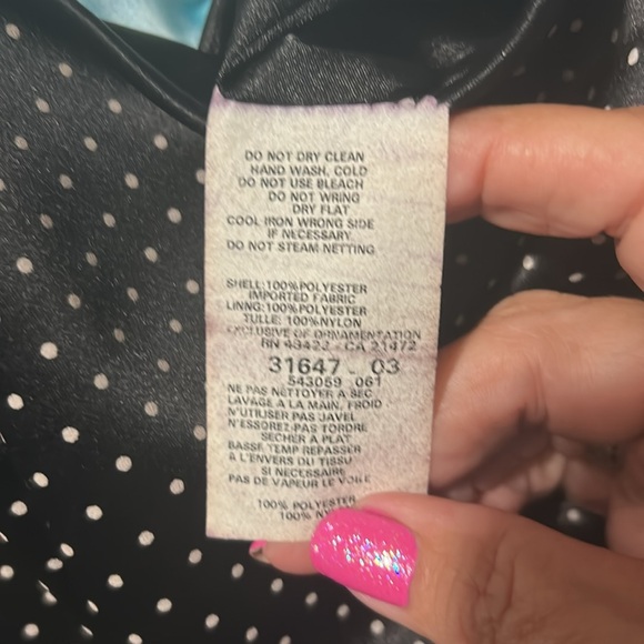 Jessica McClintock For Gunne Sax Black Strapless Dress with White Polka Dots - Picture 3 of 7